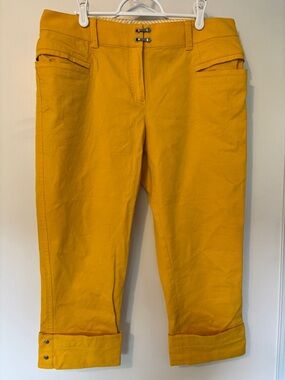 Carlisle Bright Yellow Womens Ankle Pants Size 12 Coastal Grandma Statement Glam